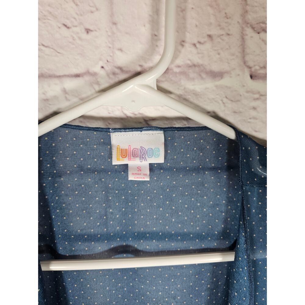 LulaRoe Women's Size Small Blue with Pink Polka Dot Kimono Duster - Picture 5 of 7